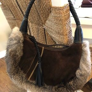 Small suede and fur handbag Maxx NY